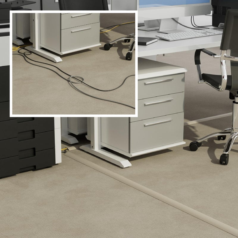 D-Line 30ft Floor Cord Cover, Floor Cable Protector, Extension Cord Cover, Protect Wires & Prevent Cable Trips, Cable Management Solution - Cord Cavity = 0.63" (W) x 0.31" (H) - Beige - Image 4